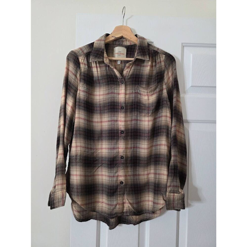 Casa cabana Check Button Down Shirt M